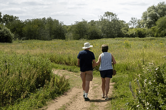 Robert and Jane exploring the grounds of Tattershall Castle.